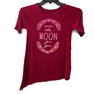 Justice Top Asymmetrical Dark Red Over The Moon For You Size 12